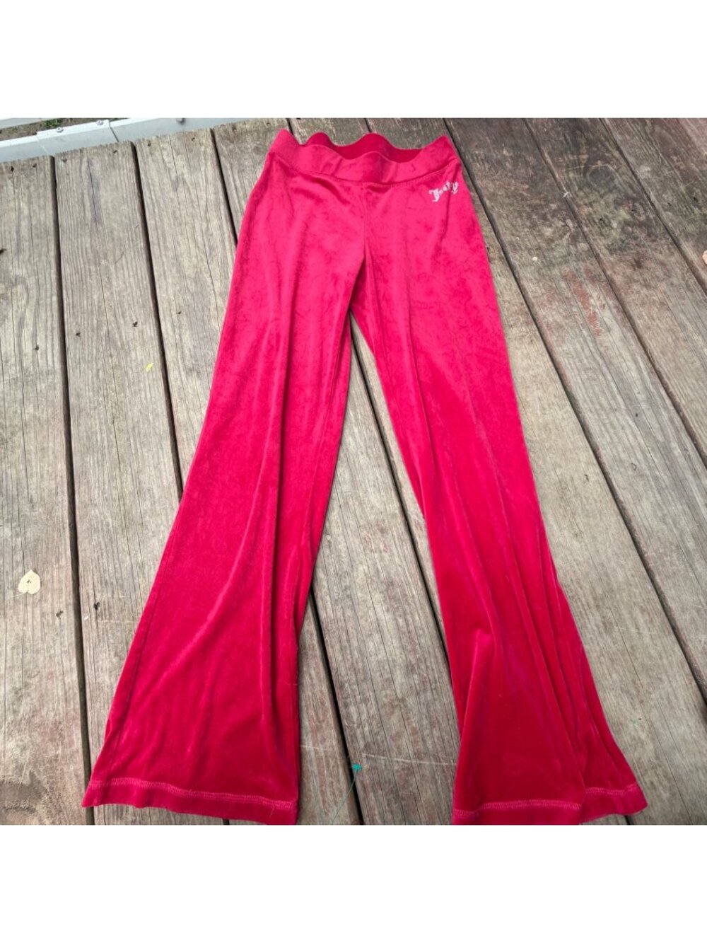 Y2K Juicy Couture Red Velour Rhinestone Logo Womens XS Lounge Pants